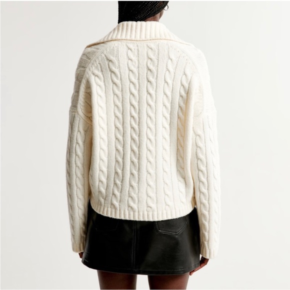 Abercrombie&Fitch Cable Collar Sweater Cream size M - Picture 4 of 7